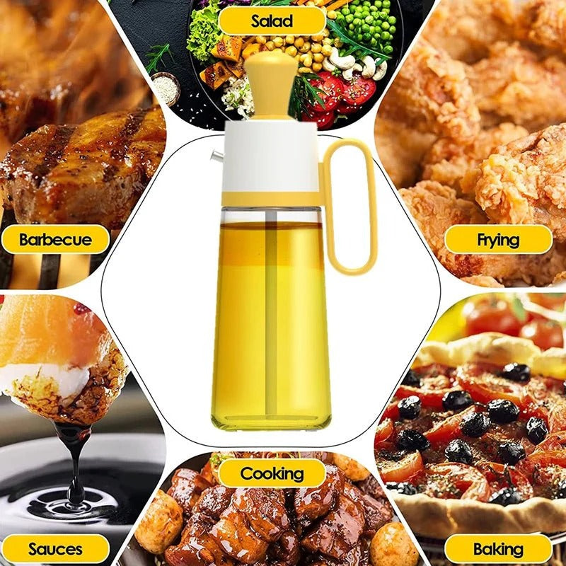 2 In 1 Oil Dispenser With Silicon Brush BBQ Oil Spray Glass Bottle Silicone